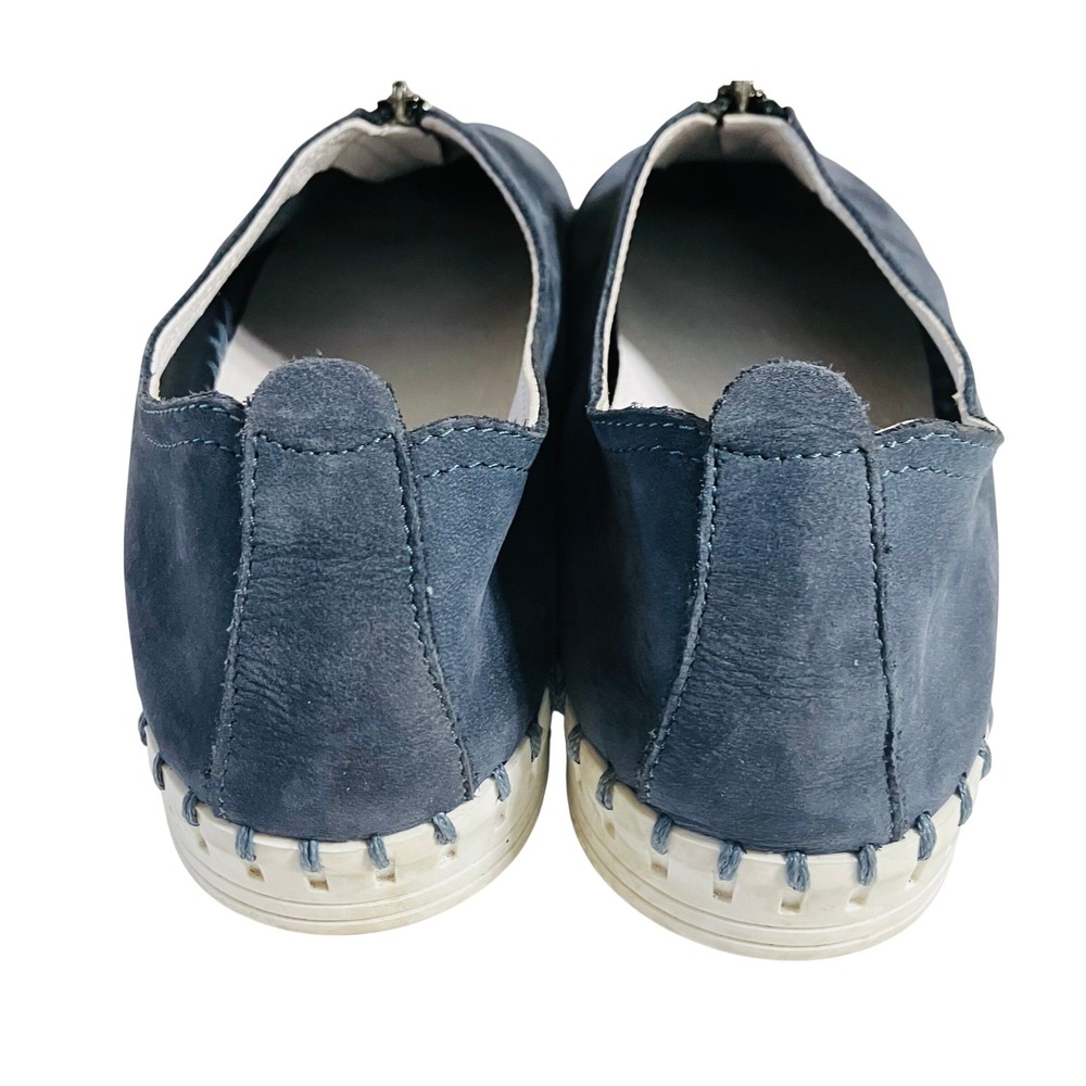 Eric Michael Marlo Front Zip Suede Sneakers Womens Size 9.5 Navy Blue from Italy - Picture 3 of 8
